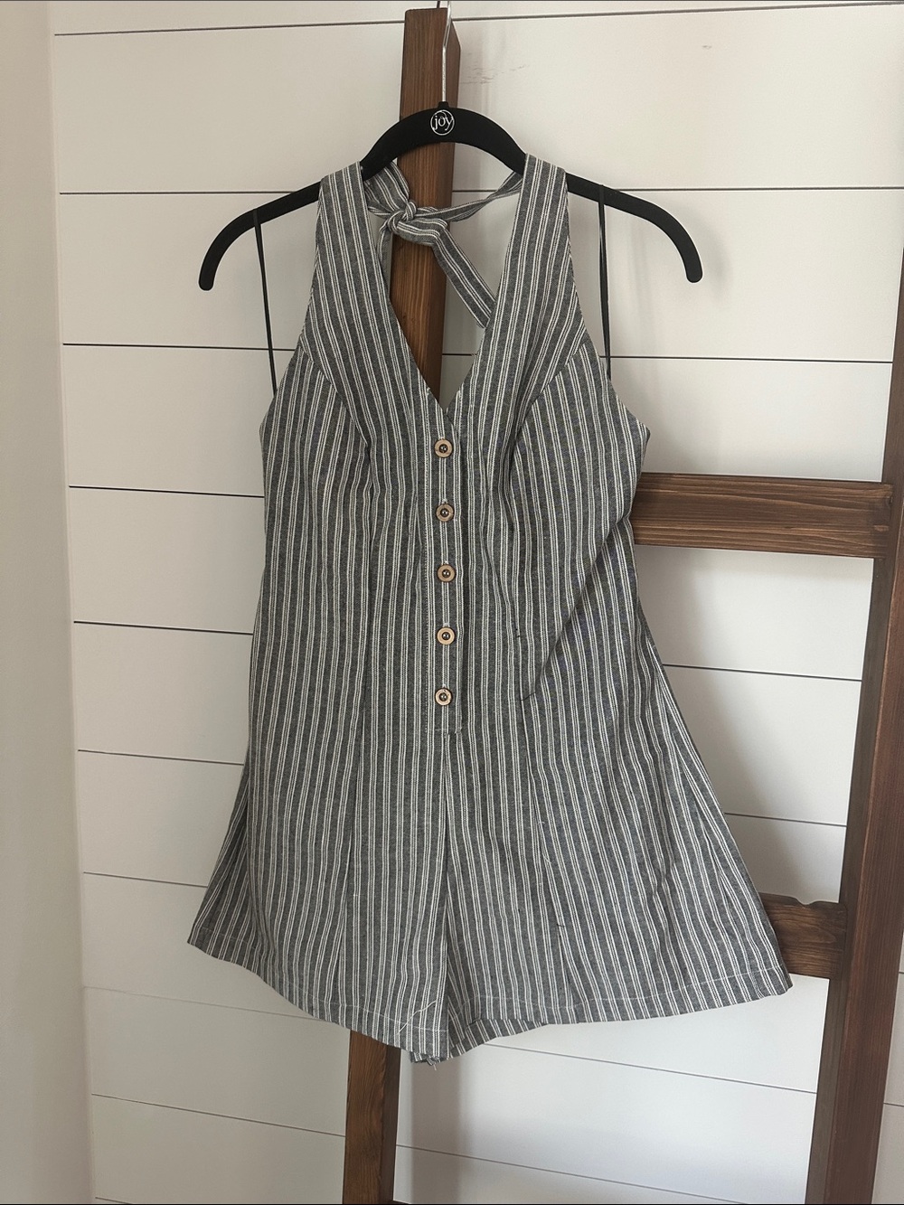 Mind Code Black and White Striped Halter Romper NWOT